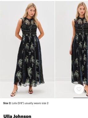 Ulla Johnson Black Floral Lace-Detail Maxi Dress